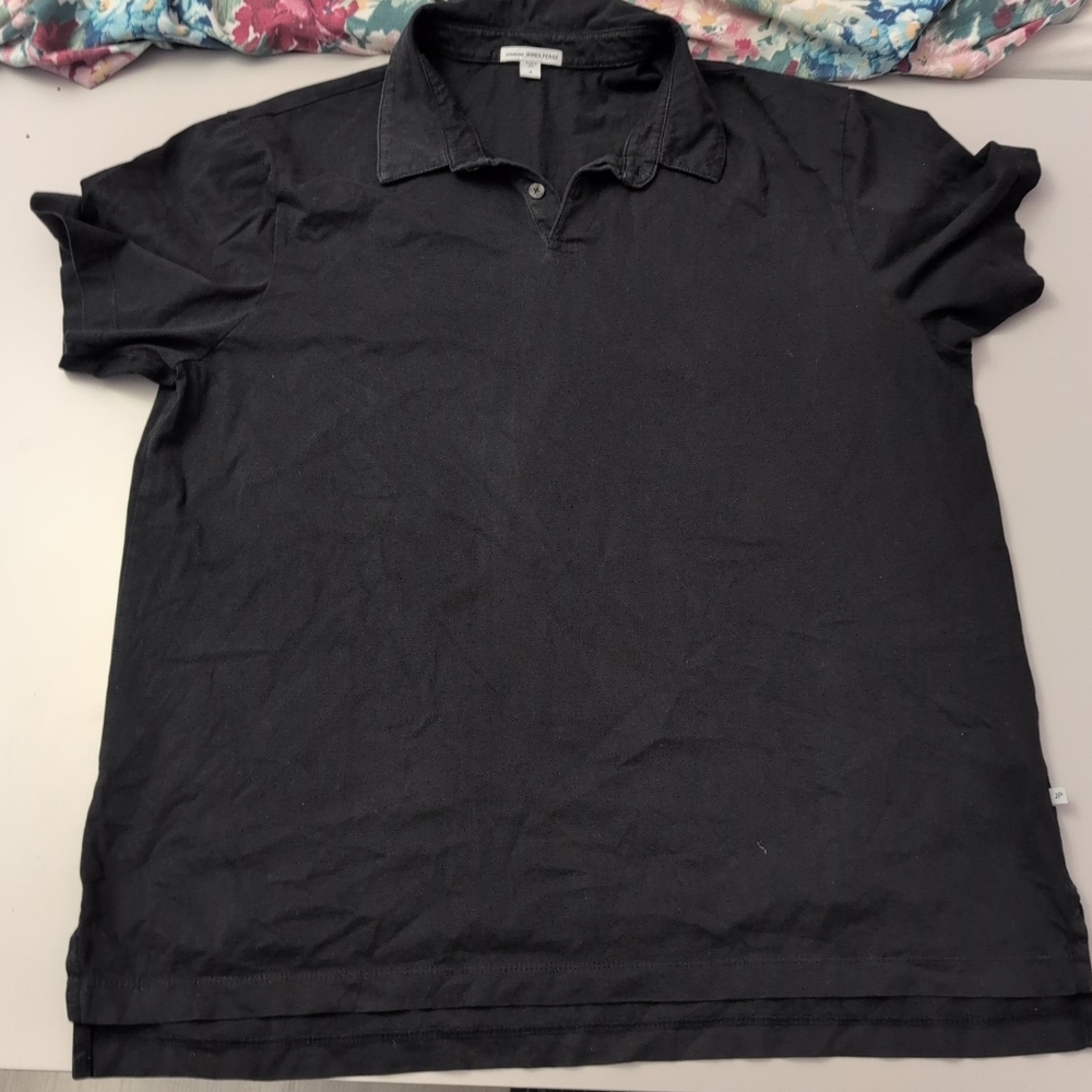 James Perse Black Polo Shirt Men Size 4